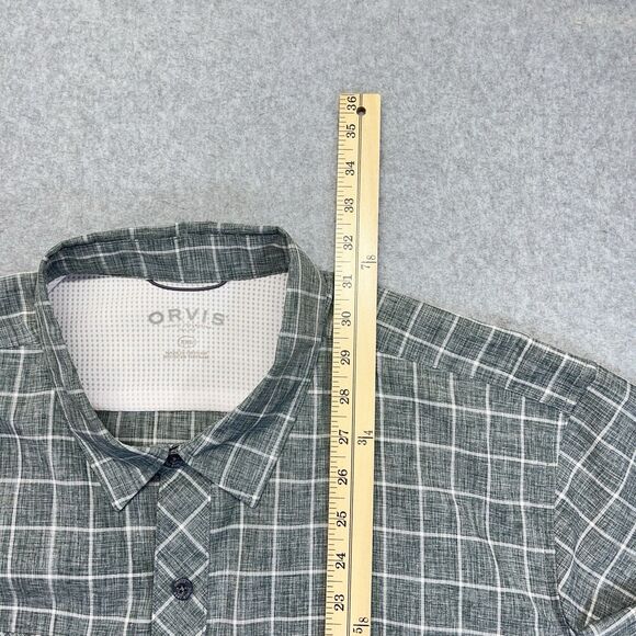 Orvis Button-Down Shirt Men’s 2XL Gray White Windowpane Plaid Short Sleeve - Picture 10 of 11